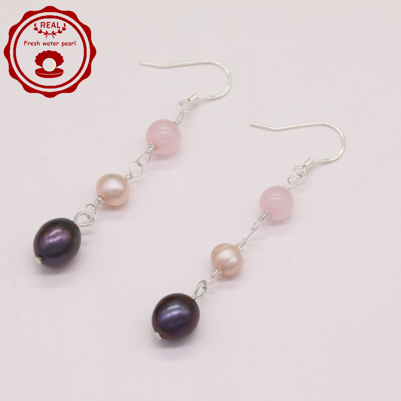1 pair of stylish 925 silver and Fresh Water Pearl earrings Elegant fresh water pearl pendant earrings, ideal for Christmas and Valentine's Day holiday gifts, perfect for everyday, wedding, birthday party, anniversary earrings