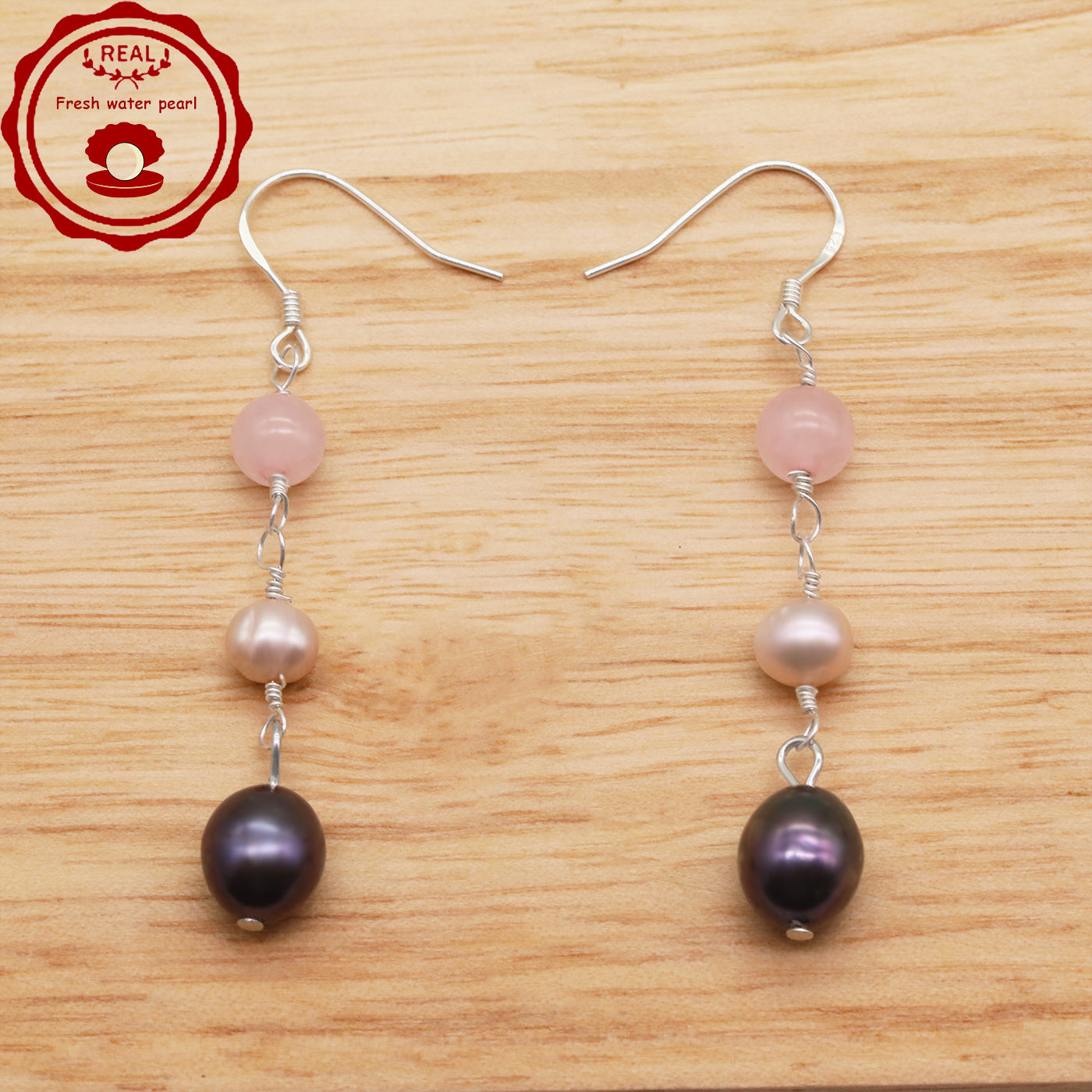 1 pair of stylish 925 silver and Fresh Water Pearl earrings Elegant fresh water pearl pendant earrings, ideal for Christmas and Valentine's Day holiday gifts, perfect for everyday, wedding, birthday party, anniversary earrings
