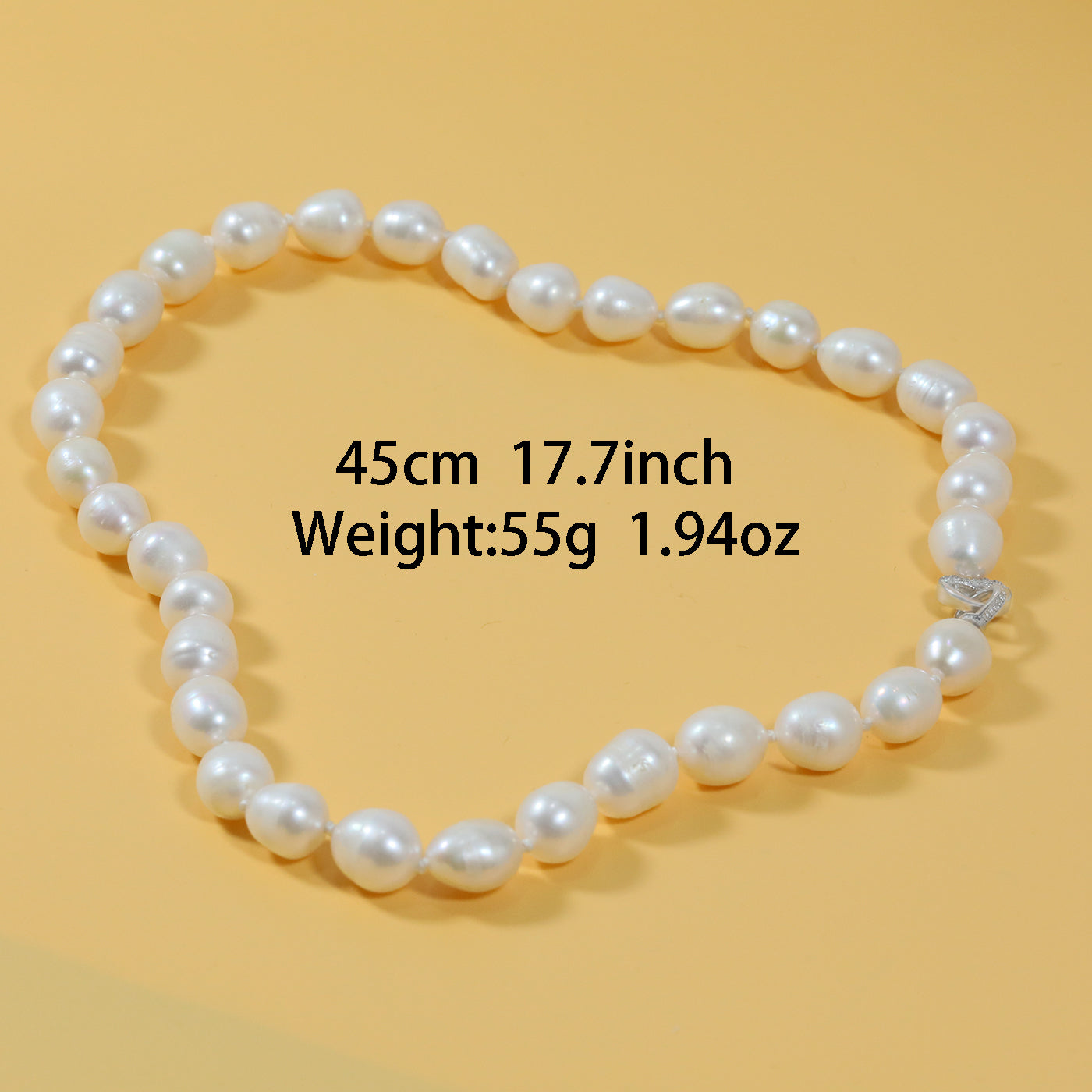 10-11mm Freshwater Pearl Necklace - Exquisite 18 Inch Handcrafted Jewelry with 925 Silver Plated Clasp, Luxurious Style for Women, Ideal for Daily Wear, Special Occasions, and Christmas Gifting