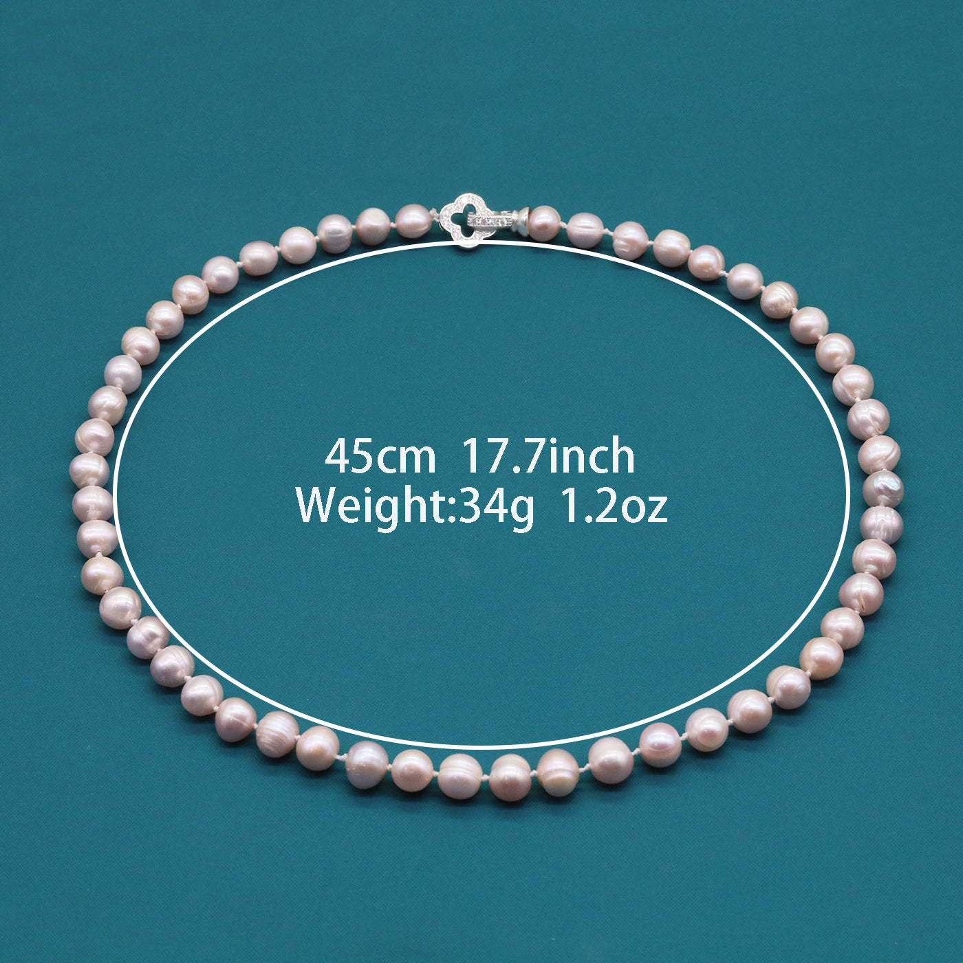 Pink Freshwater Pearl Necklace with Hollow Four-Leaf Clover Clasp Perfect for Daily Wear Special Occasions like Weddings, Birthdays, Anniversaries Valentine's Day【NK-XL2501-Pink-03】