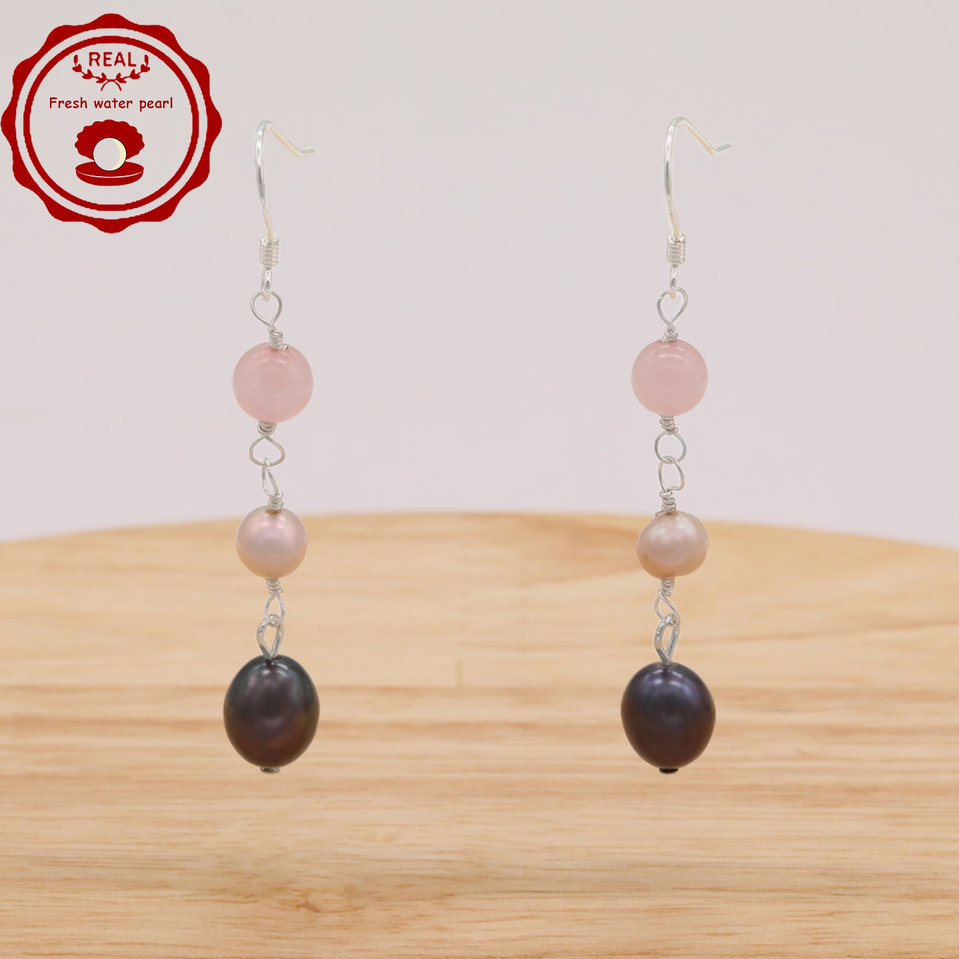 1 pair of stylish 925 silver and Fresh Water Pearl earrings Elegant fresh water pearl pendant earrings, ideal for Christmas and Valentine's Day holiday gifts, perfect for everyday, wedding, birthday party, anniversary earrings