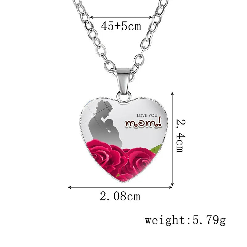 Gift boxed Heart Shaped Pendant Necklace Mom Birthday Mother's Day Necklace