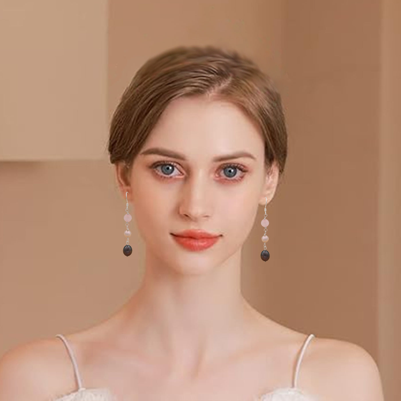 1 pair of stylish 925 silver and Fresh Water Pearl earrings Elegant fresh water pearl pendant earrings, ideal for Christmas and Valentine's Day holiday gifts, perfect for everyday, wedding, birthday party, anniversary earrings