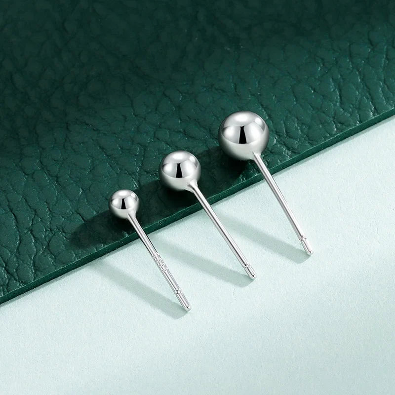925 Steling Silver Jewelry Ball Stud Earrings For Women Fashion New XY0277
