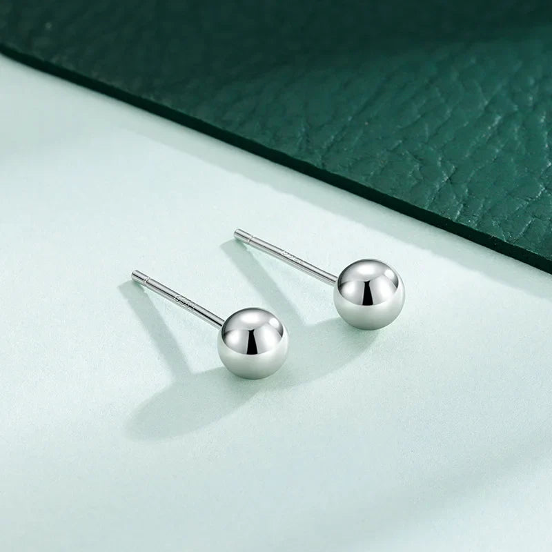 925 Steling Silver Jewelry Ball Stud Earrings For Women Fashion New XY0277