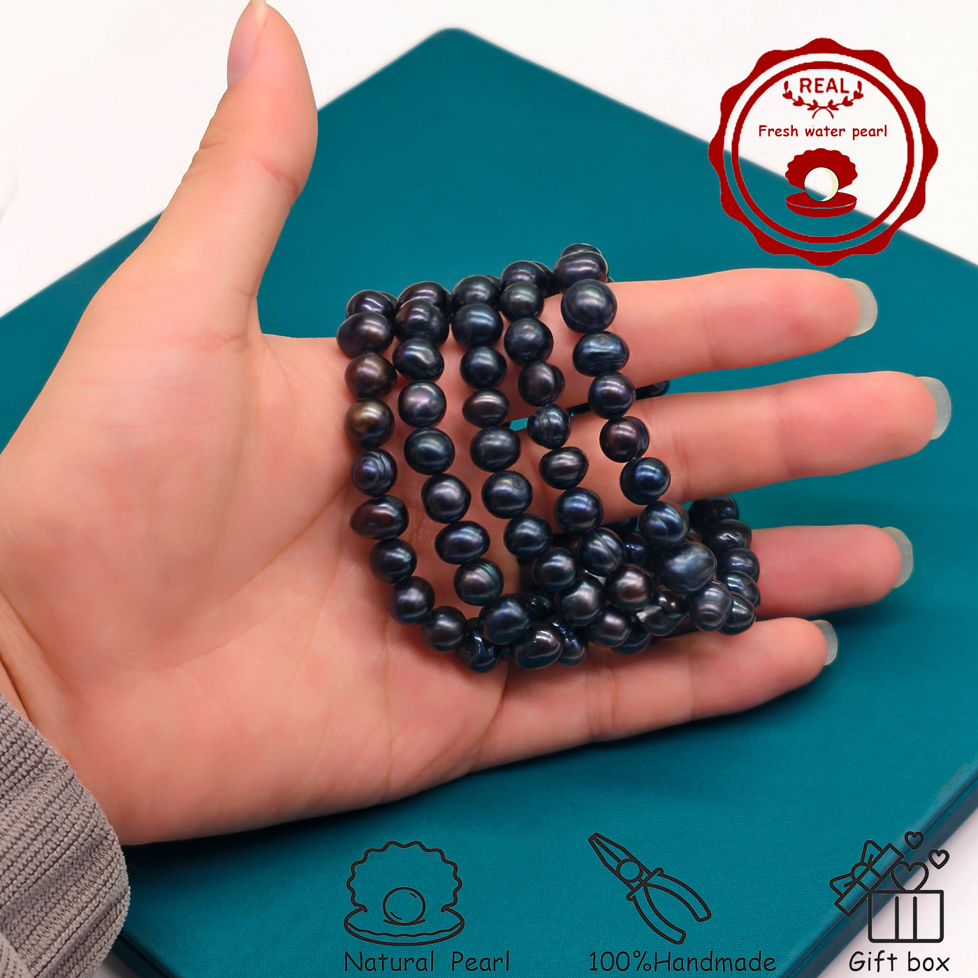An elegant natural freshwater pearl bracelet 100% handmade black purple natural freshwater Pearl bracelet suitable for everyday wear party wear, ideal  Valentine's Day gift【NK-SL2501Purple-01】
