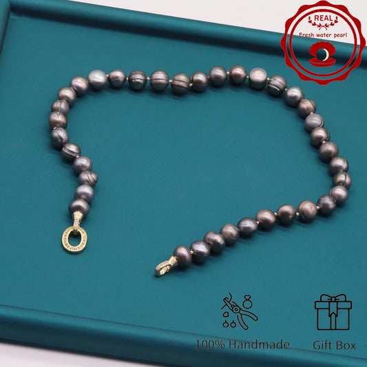 Peacock large freshwater pearl necklace with 2 rhinestone clasps