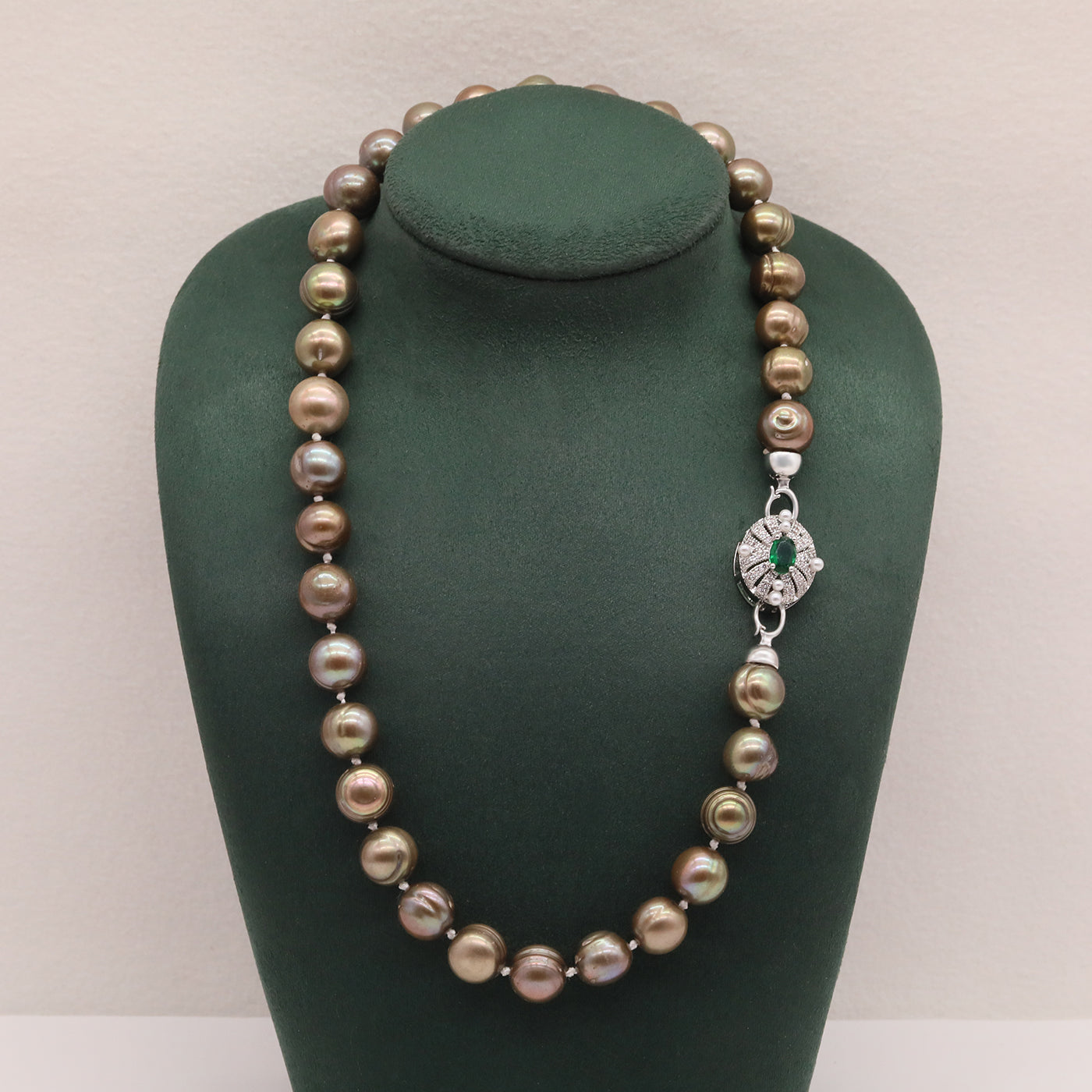 Elegant 10-11mm  Freshwater Pearl necklace Handmade 17.7 inch long necklace with unique silver plated buckle Delicate Valentine's Day gift, suitable for everyday, party wearing men and women brown freshwater pearl necklace[XL-2501Golden-01]