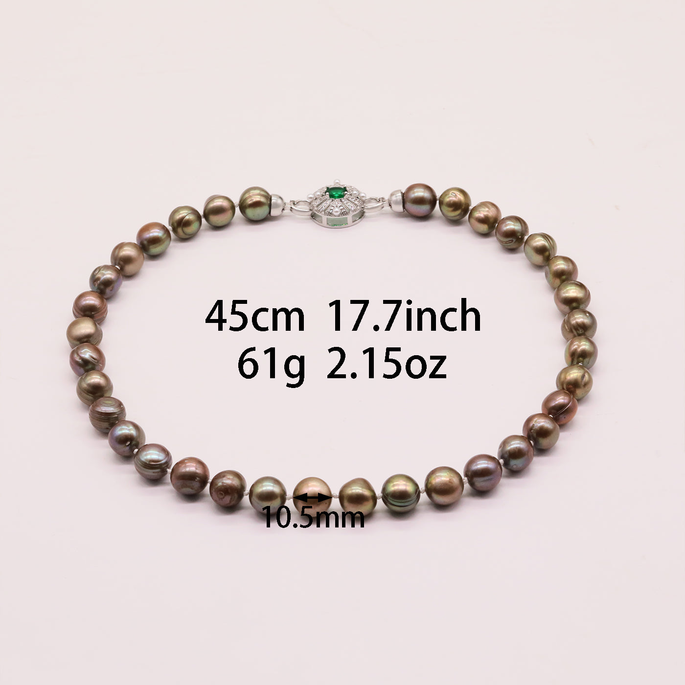 Elegant 10-11mm  Freshwater Pearl necklace Handmade 17.7 inch long necklace with unique silver plated buckle Delicate Valentine's Day gift, suitable for everyday, party wearing men and women brown freshwater pearl necklace[XL-2501Golden-01]