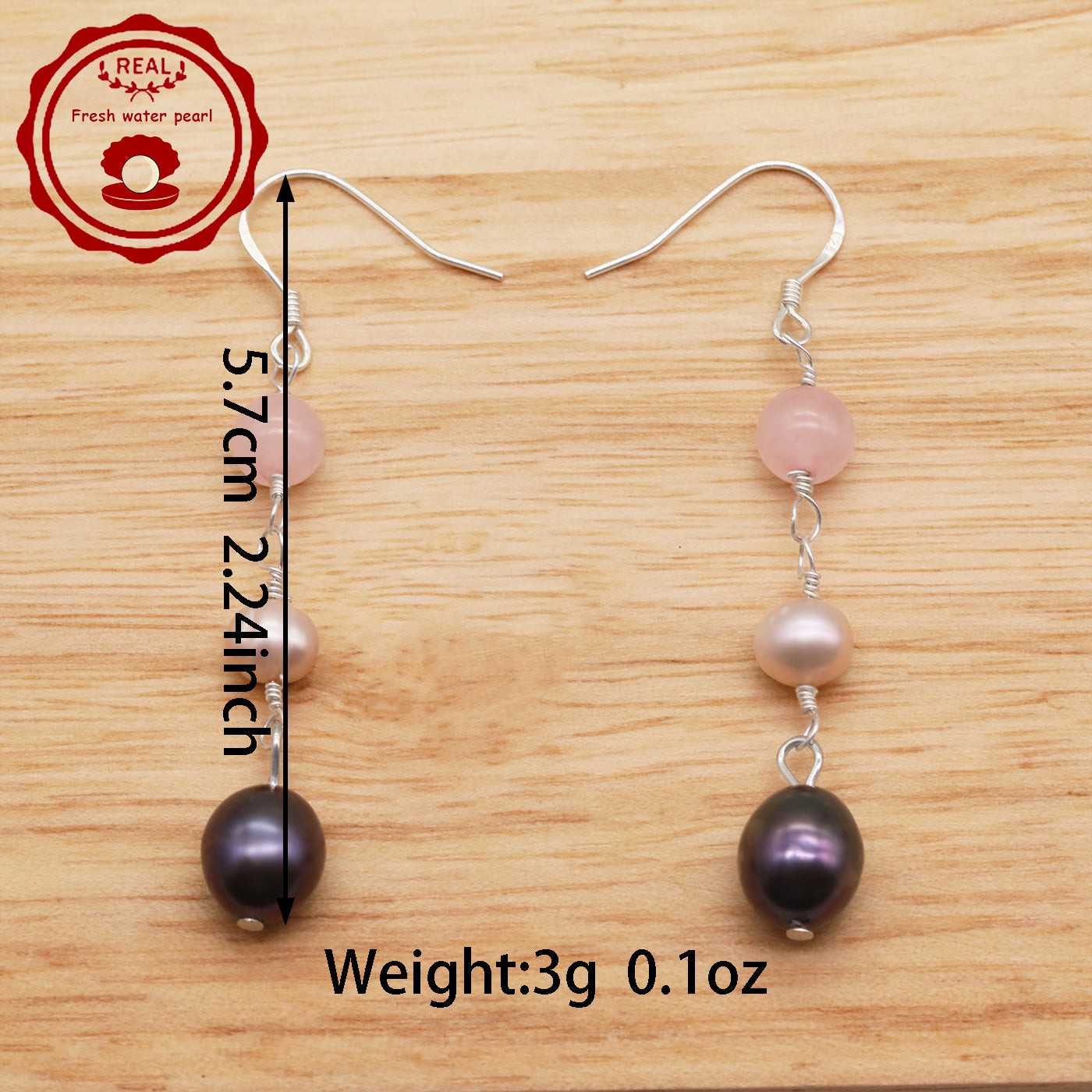 1 pair of stylish 925 silver and Fresh Water Pearl earrings Elegant fresh water pearl pendant earrings, ideal for Christmas and Valentine's Day holiday gifts, perfect for everyday, wedding, birthday party, anniversary earrings