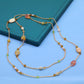 Bohemian style 51.2inch long Yellow stone with Freshwater Pearl Long necklace Handmade elegant long necklace ideal for Christmas and Valentine's Day gifts, suitable for everyday, wedding, birthday parties and anniversaries