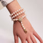 Elegant 7-8cm round real white natural pearl necklace with floral clasp and retractable chain - Ladies versatile fashion necklace for everyday wear and special occasions, ideal gift for  loved ones and mothers, with gift box[XL-2501White-01]