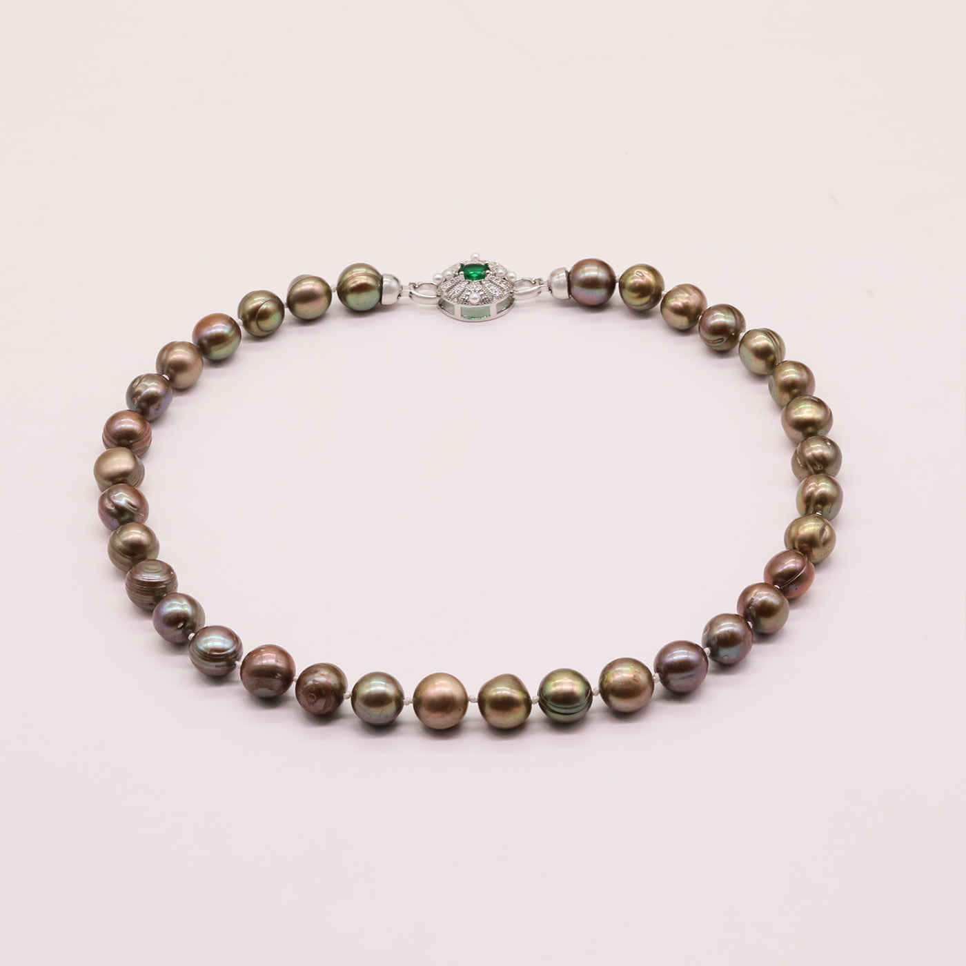 Elegant 10-11mm  Freshwater Pearl necklace Handmade 17.7 inch long necklace with unique silver plated buckle Delicate Valentine's Day gift, suitable for everyday, party wearing men and women brown freshwater pearl necklace[XL-2501Golden-01]