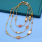 Bohemian style 51.2inch long Yellow stone with Freshwater Pearl Long necklace Handmade elegant long necklace ideal for Christmas and Valentine's Day gifts, suitable for everyday, wedding, birthday parties and anniversaries