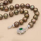 Elegant 10-11mm  Freshwater Pearl necklace Handmade 17.7 inch long necklace with unique silver plated buckle Delicate Valentine's Day gift, suitable for everyday, party wearing men and women brown freshwater pearl necklace[XL-2501Golden-01]