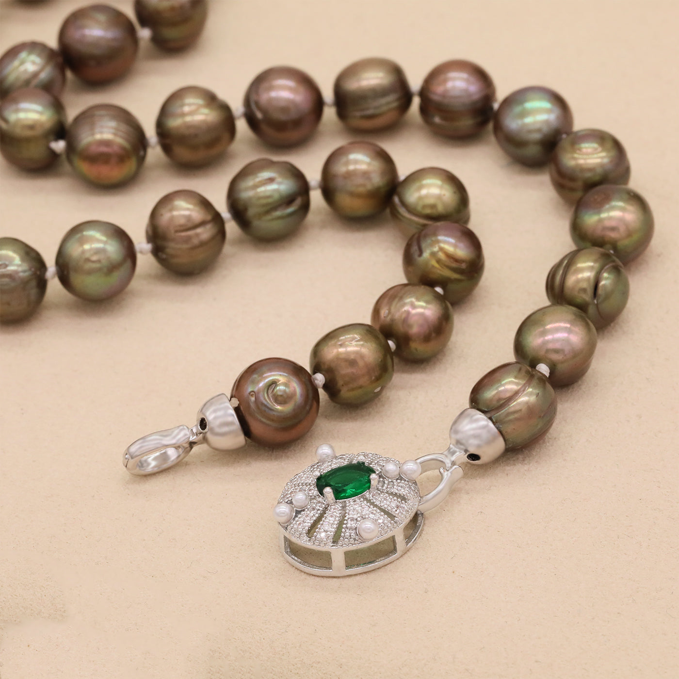 Elegant 10-11mm  Freshwater Pearl necklace Handmade 17.7 inch long necklace with unique silver plated buckle Delicate Valentine's Day gift, suitable for everyday, party wearing men and women brown freshwater pearl necklace[XL-2501Golden-01]