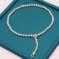 Elegant 7-8cm round real white natural pearl necklace with floral clasp and retractable chain - Ladies versatile fashion necklace for everyday wear and special occasions, ideal gift for  loved ones and mothers, with gift box[XL-2501White-01]