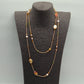 Bohemian style 51.2inch long Yellow stone with Freshwater Pearl Long necklace Handmade elegant long necklace ideal for Christmas and Valentine's Day gifts, suitable for everyday, wedding, birthday parties and anniversaries