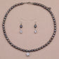 Exquisite Fresh Water Pearl with Zircon Necklace Earrings Bracelet Anklet Four piece Set  ideal for Christmas, Valentine's Day and Thanksgiving gifts, suitable for everyday, wedding and birthday[NK-XL2501-silver-01]