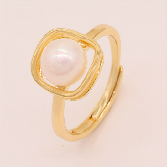 JZ-2502GOLDEN002-K3 ADJUSTABLE fRESHWATER PEARL RING