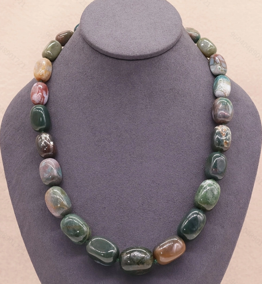 Bold Gemstone 20 inch hand crafted necklace in gift Box xl-2501green-02 #94