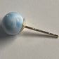 Larimar 6mm round ball earring set in real 18kt. gold post with backs