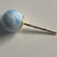 Larimar 6mm round ball earring set in real 18kt. gold post with backs