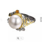 Designer style large Baroque Pearl ring set in Sterling Silver with 14K overlay - Providence silver gold jewelry usa