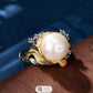 Designer style large Baroque Pearl ring set in Sterling Silver with 14K overlay - Providence silver gold jewelry usa
